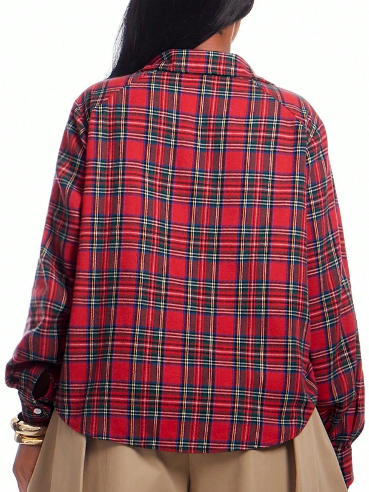 SXY Plus Size Minimalist Business Casual Casual Single-Breasted Plaid Long Sleeve Jacket Back-To-School Oktoberfest Office Autumn Fall