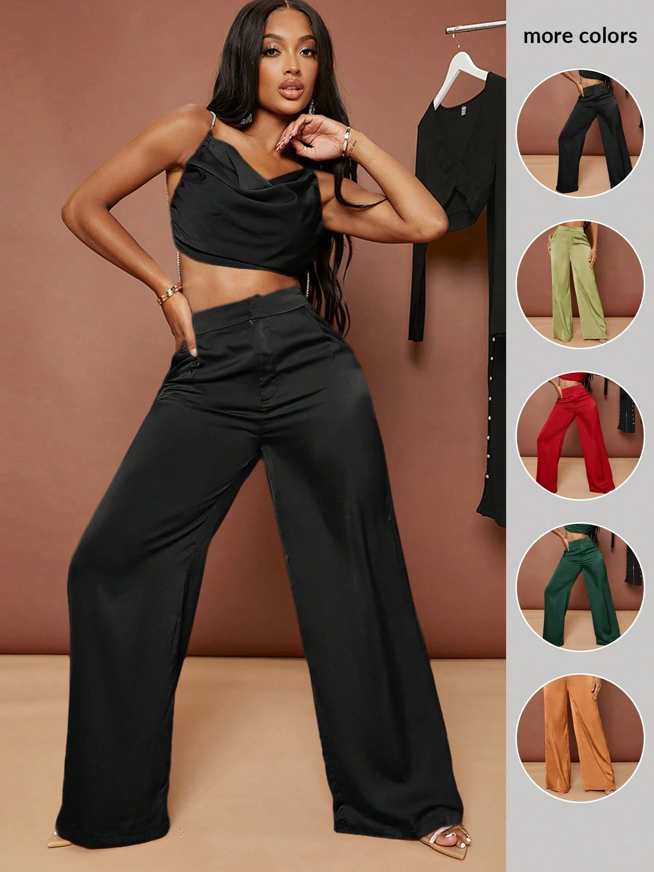 SXY Summer Black High Waisted Wide Leg Trousers