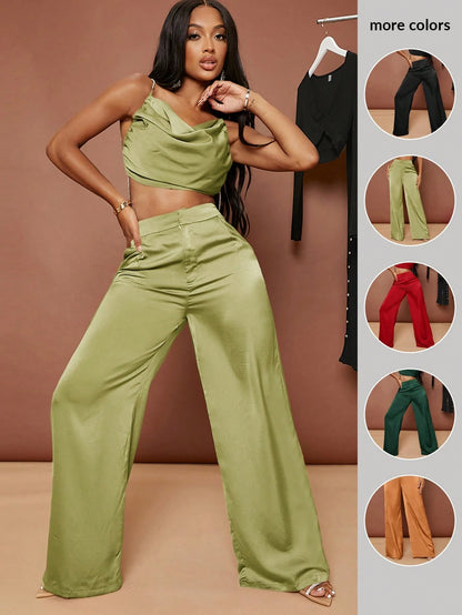 SXY Summer Black High Waisted Wide Leg Trousers