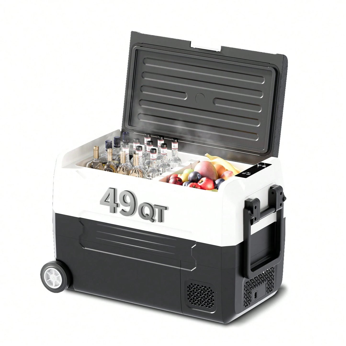 TABU 49Qt Ultra-Fast Cooling Car Refrigerator With Dual-Compartment Independent Temperature Control, 12V/24V Portable Car Fridge And 110-240V Movable Mini Fridge For Home,Dc/Ac Power Cord Included,Bla