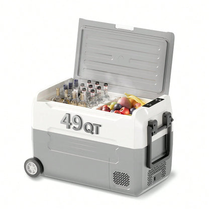TABU 49Qt Ultra-Fast Cooling Car Refrigerator With Dual-Compartment Independent Temperature Control, 12V/24V Portable Car Fridge And 110-240V Movable Mini Fridge For Home,Dc/Ac Power Cord Included,Bla