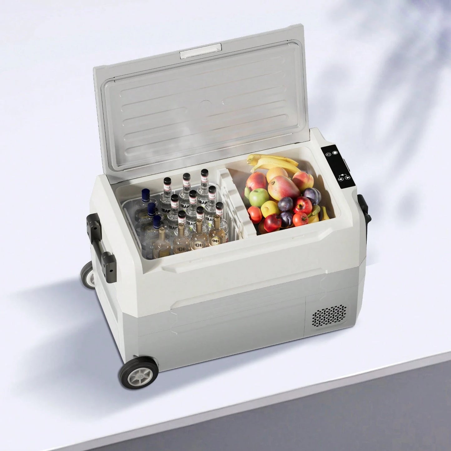TABU 49Qt Ultra-Fast Cooling Car Refrigerator With Dual-Compartment Independent Temperature Control, 12V/24V Portable Car Fridge And 110-240V Movable Mini Fridge For Home,Dc/Ac Power Cord Included,Bla