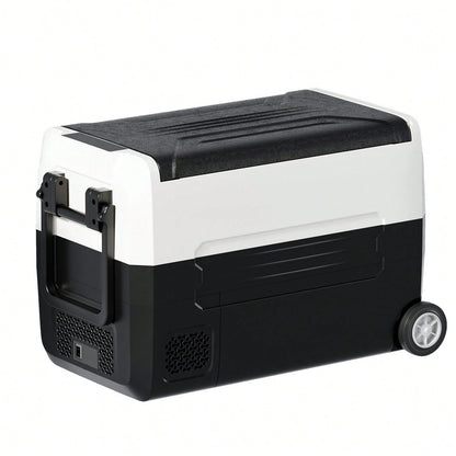 TABU 49Qt Ultra-Fast Cooling Car Refrigerator With Dual-Compartment Independent Temperature Control, 12V/24V Portable Car Fridge And 110-240V Movable Mini Fridge For Home,Dc/Ac Power Cord Included,Bla