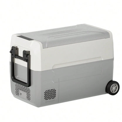 TABU 49Qt Ultra-Fast Cooling Car Refrigerator With Dual-Compartment Independent Temperature Control, 12V/24V Portable Car Fridge And 110-240V Movable Mini Fridge For Home,Dc/Ac Power Cord Included,Bla