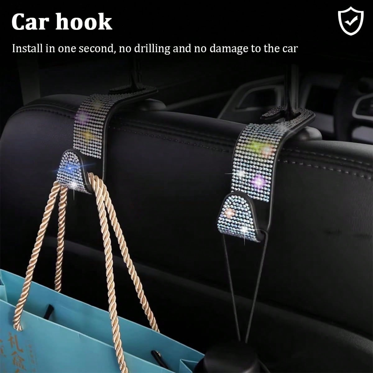 TAIMASI 27 Pcs Multicolor Bling Car Accessories Set For Women, Steering Wheel Cover Set, Bling Console Cover, Seat Belt Cushion, Shift Knob Cushion, Cup Coaster, Rhinestone Car Hanging Accessories