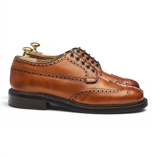 Tan Brown Leather Derby Brogues UK 7 F