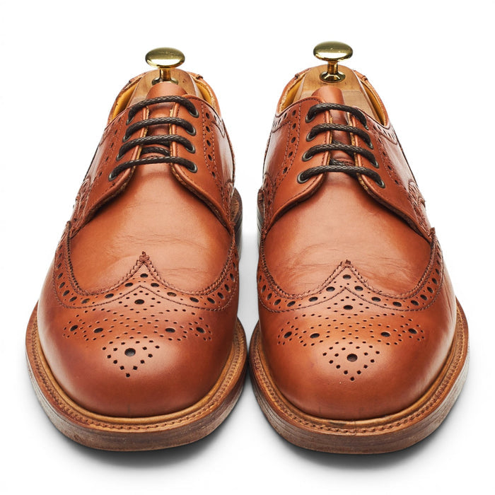 Tan Brown Leather Derby Brogues UK 8 G