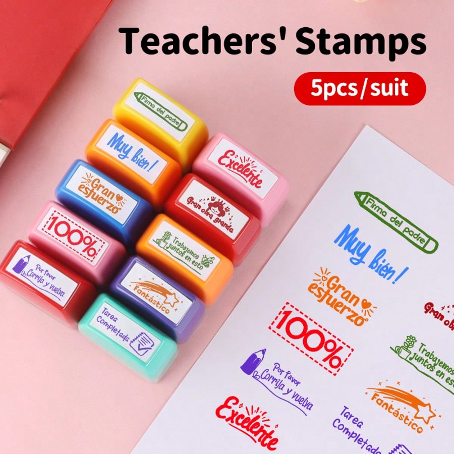 Teacher Evaluation Reward Motivational Stamps, Cute Cartoon Commendation Stamps, Suitable For Holiday Gifts, Perfect For Office, Classroom, Party Supplies