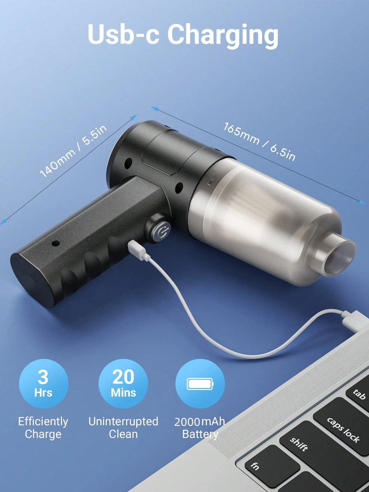 Teckwe Car Vacuum Cleaner,Wireless Handheld Household Car Vacuum Cleaner,Mini Dust Blower For Home & Auto,Strong Suction & Rechargeable