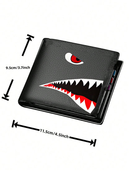 Teen Boys Cool Wallet Funny Wallets Men's Short Wallet Money Clip Pu Leather Horizontal Wallet Coin Purse Credit Id Card Cash Holder Black Blocking Cute Kawaii Aesthetic Wallets With Coin Pocket Id Wi