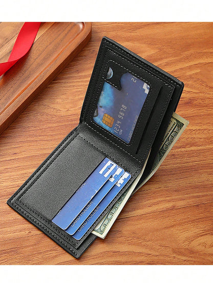 Teen Boys Cool Wallet Funny Wallets Men's Short Wallet Money Clip Pu Leather Horizontal Wallet Coin Purse Credit Id Card Cash Holder Black Blocking Cute Kawaii Aesthetic Wallets With Coin Pocket Id Wi