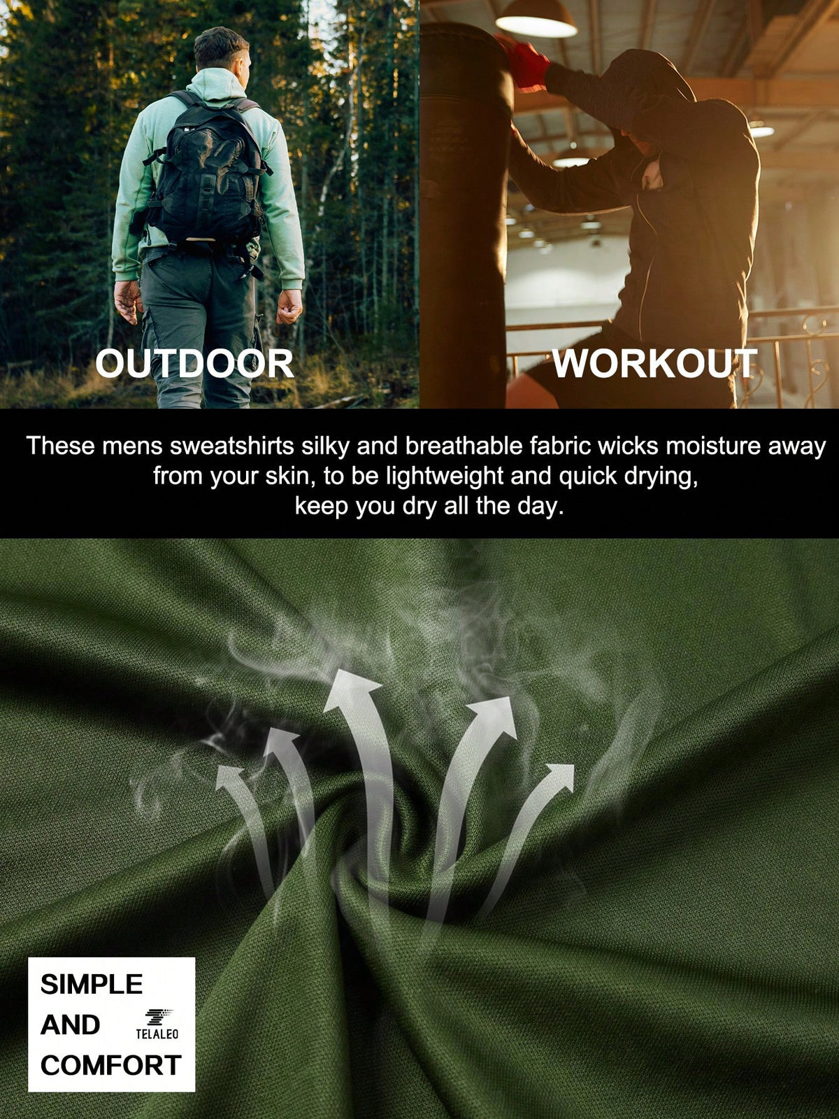 TELALEO 5 Pack Men's Gym Workout Active Long Sleeve Pullover Lightweight Hoodie Casual Hooded Sweatshirts