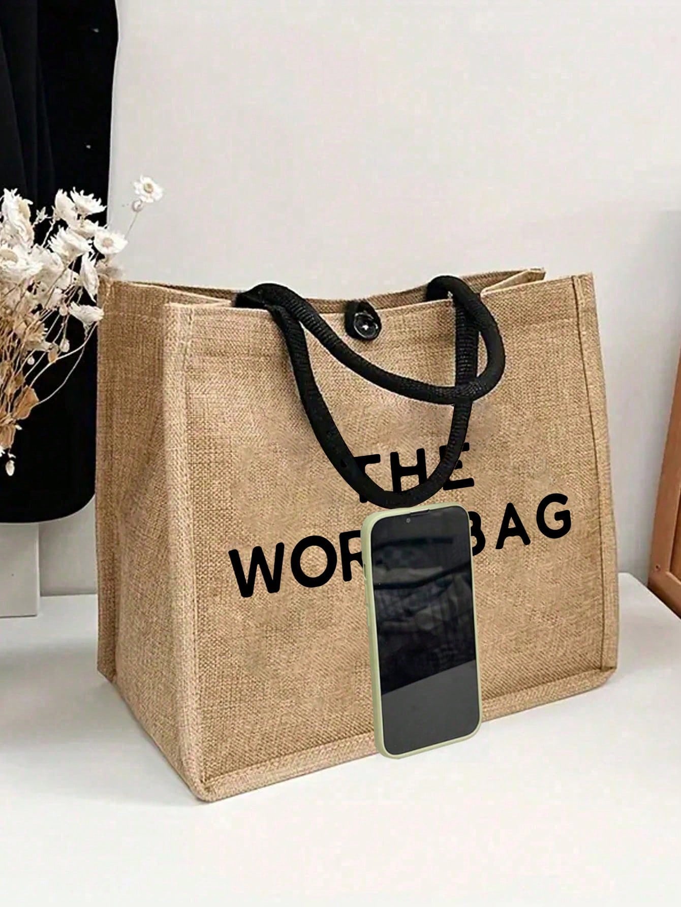 THE WOEK BAG Patterned Tote Bag And Cosmetic Bag Set, Large Capacity Women's Fashion Canvas Zipper Handbag- Reusable Shopping Bag And Cosmetic Bag, Wallet, Personalized Wedding Bridesmaid Gift Bag, T
