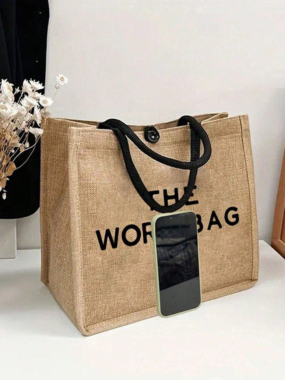 THE WOEK BAG Patterned Tote Bag And Cosmetic Bag Set, Large Capacity Women's Fashion Canvas Zipper Handbag- Reusable Shopping Bag And Cosmetic Bag, Wallet, Personalized Wedding Bridesmaid Gift Bag, T