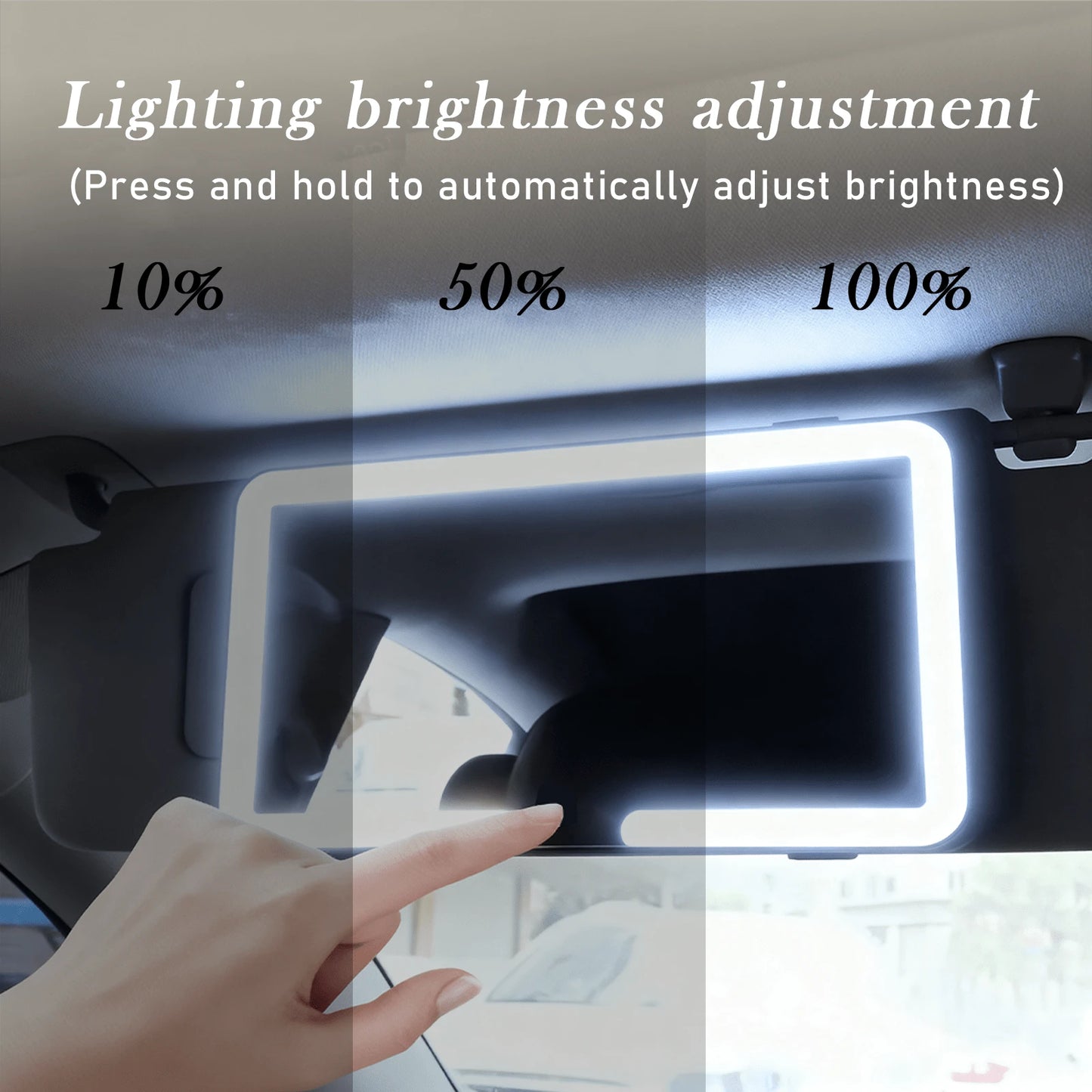 This Black-Framed Sun Visor Features Touchscreen-Adjustable Light Brightness, USB Charging, And Two Light Modes: Yellow And White. It Is Suitable For Installation On Most Car Sun Visors And For Everyd