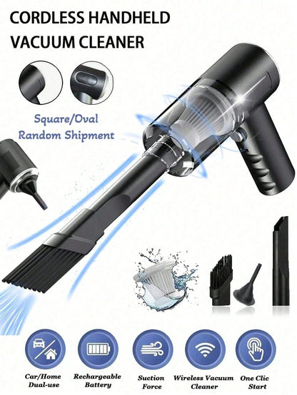 This Compact And Portable Vacuum Cleaner Features Powerful Suction, A Built-In 1800mAh Type-C Rechargeable Battery, Low-Noise Air Purification, And Comes With Multiple Nozzle Accessories, Making It Pe
