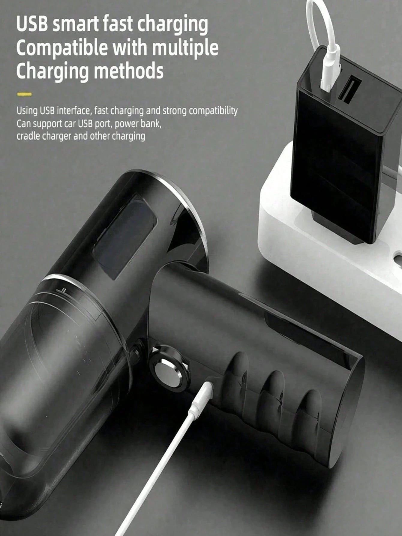 This Compact And Portable Vacuum Cleaner Features Powerful Suction, A Built-In 1800mAh Type-C Rechargeable Battery, Low-Noise Air Purification, And Comes With Multiple Nozzle Accessories, Making It Pe