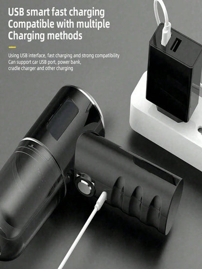 This Compact And Portable Vacuum Cleaner Features Powerful Suction, A Built-In 1800mAh Type-C Rechargeable Battery, Low-Noise Air Purification, And Comes With Multiple Nozzle Accessories, Making It Pe