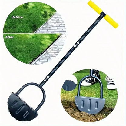 This Ergonomic Manual Lawn Edger Is A Single Piece Garden Tool Designed With A Half-Moon Saw-Tooth Shape. It Features A Long Handle, Making It Perfect For Landscaping Along Sidewalks, Driveways, And F
