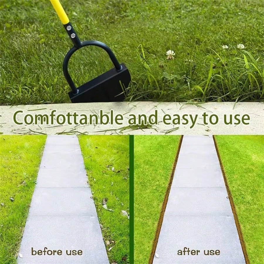 This Ergonomic Manual Lawn Edger Is A Single Piece Garden Tool Designed With A Half-Moon Saw-Tooth Shape. It Features A Long Handle, Making It Perfect For Landscaping Along Sidewalks, Driveways, And F