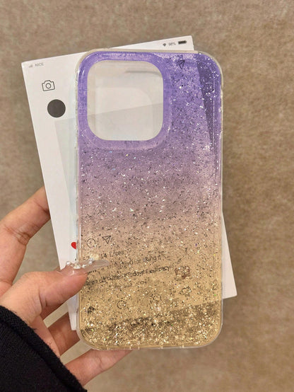 Tie-Dye Painted Glitter Transparent Anti-Drop Premium Soft Phone Case Compatible With Iphone 17/17 Pro/17 Pro Max/16/15/XR/16 Pro Max/7P/8P/12 Pro Max/13 Pro Max/14 Pro Max/13/14/11/12/14/XS/S/XS Max