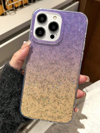 Tie-Dye Painted Glitter Transparent Anti-Drop Premium Soft Phone Case Compatible With Iphone 17/17 Pro/17 Pro Max/16/15/XR/16 Pro Max/7P/8P/12 Pro Max/13 Pro Max/14 Pro Max/13/14/11/12/14/XS/S/XS Max