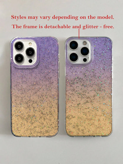 Tie-Dye Painted Glitter Transparent Anti-Drop Premium Soft Phone Case Compatible With Iphone 17/17 Pro/17 Pro Max/16/15/XR/16 Pro Max/7P/8P/12 Pro Max/13 Pro Max/14 Pro Max/13/14/11/12/14/XS/S/XS Max
