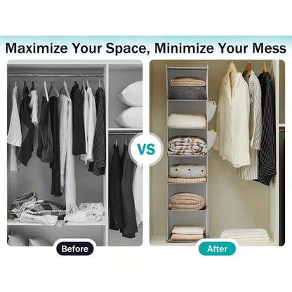 Tiered Hanging Storage Bags: 5-Tier Storage For Clothes, Hats, Pants, And Shoes