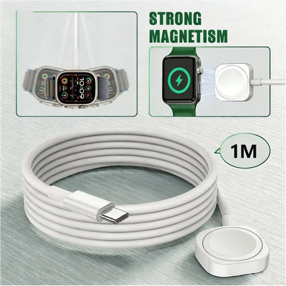 TIMESS-Fast Wireless Watch Charger, Compatible With Watch Series Ultra 10 9 8 7 SE, Smart Watch 6 5 4 3 2 1, USB Or TYPE C Charging Cable