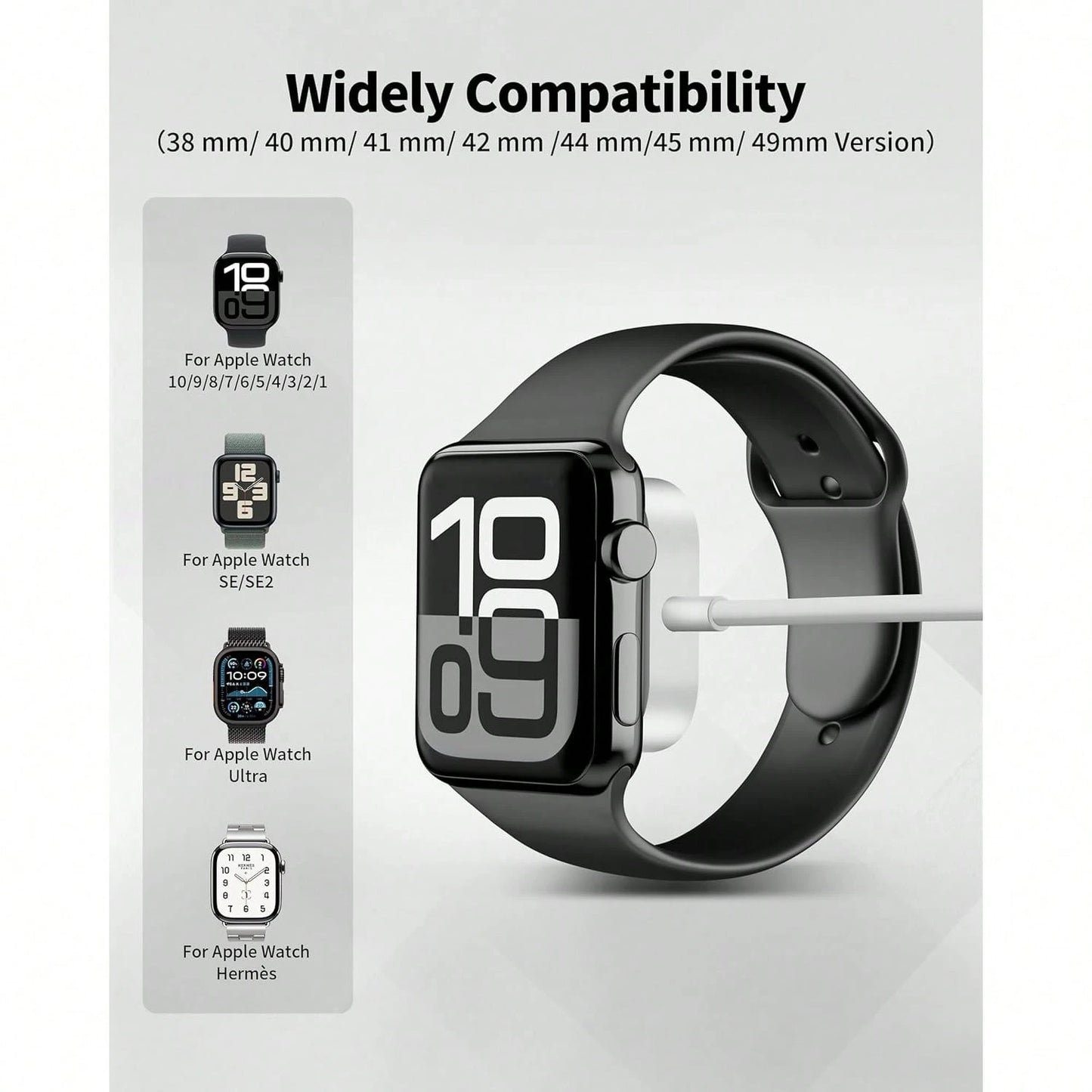 TIMESS-Fast Wireless Watch Charger, Compatible With Watch Series Ultra 10 9 8 7 SE, Smart Watch 6 5 4 3 2 1, USB Or TYPE C Charging Cable