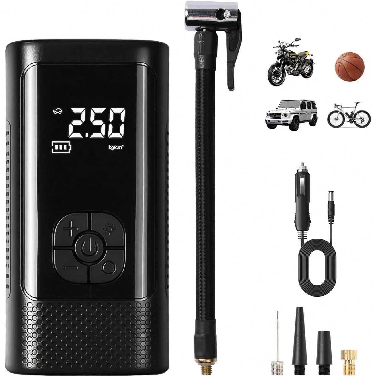 Tire Inflator Portable Air Compressor, 150 PSI, Electric Air Pump, Tire Inflator For Cars;Portable Air Pump With LED Light & Digital DisplaySuitable For Cars, Motorcycles, Bicycles, And Sports Balls
