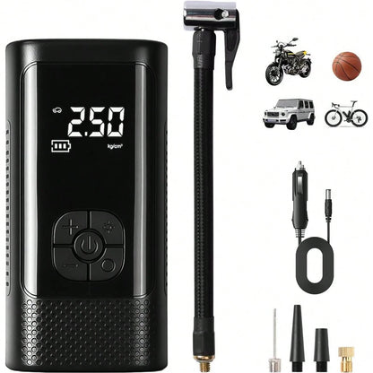 Tire Inflator Portable Air Compressor, 150 PSI, Electric Air Pump, Tire Inflator For Cars;Portable Air Pump With LED Light & Digital DisplaySuitable For Cars, Motorcycles, Bicycles, And Sports Balls