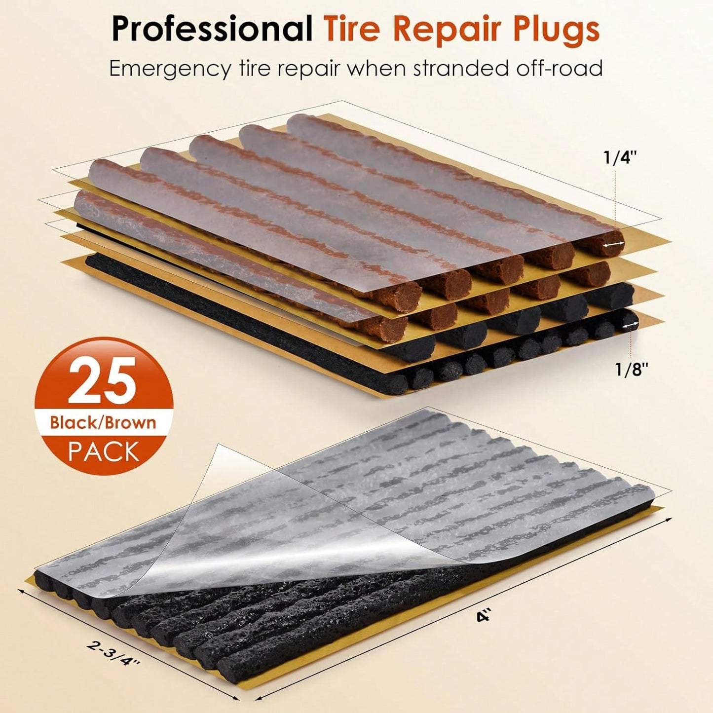 Tire Plugs, Vulcanizing Tire Patches Fix A Flat Tire, Standard Heavy Duty Tire Plug, Repair Tubeless Off-Road Tires For Car, RV, SUV, Truck