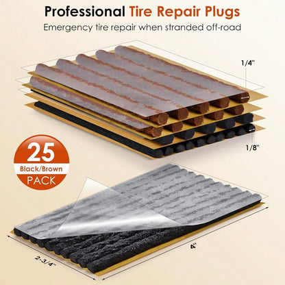 Tire Plugs, Vulcanizing Tire Patches Fix A Flat Tire, Standard Heavy Duty Tire Plug, Repair Tubeless Off-Road Tires For Car, RV, SUV, Truck