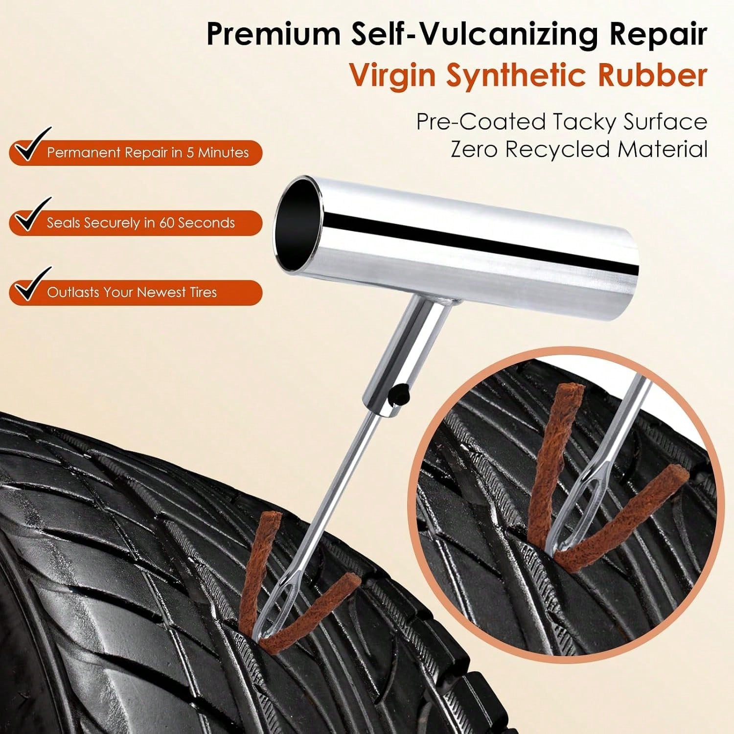 Tire Plugs, Vulcanizing Tire Patches Fix A Flat Tire, Standard Heavy Duty Tire Plug, Repair Tubeless Off-Road Tires For Car, RV, SUV, Truck