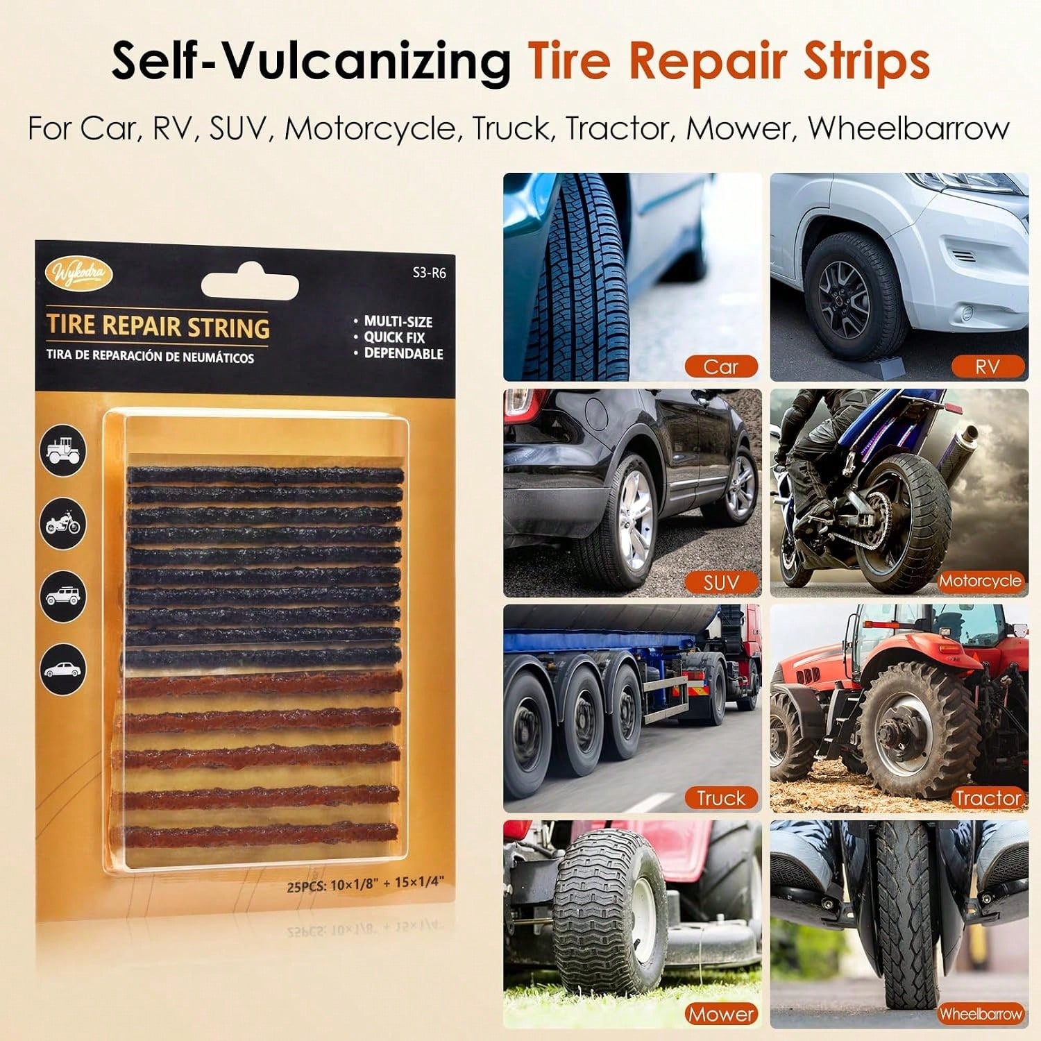 Tire Plugs, Vulcanizing Tire Patches Fix A Flat Tire, Standard Heavy Duty Tire Plug, Repair Tubeless Off-Road Tires For Car, RV, SUV, Truck