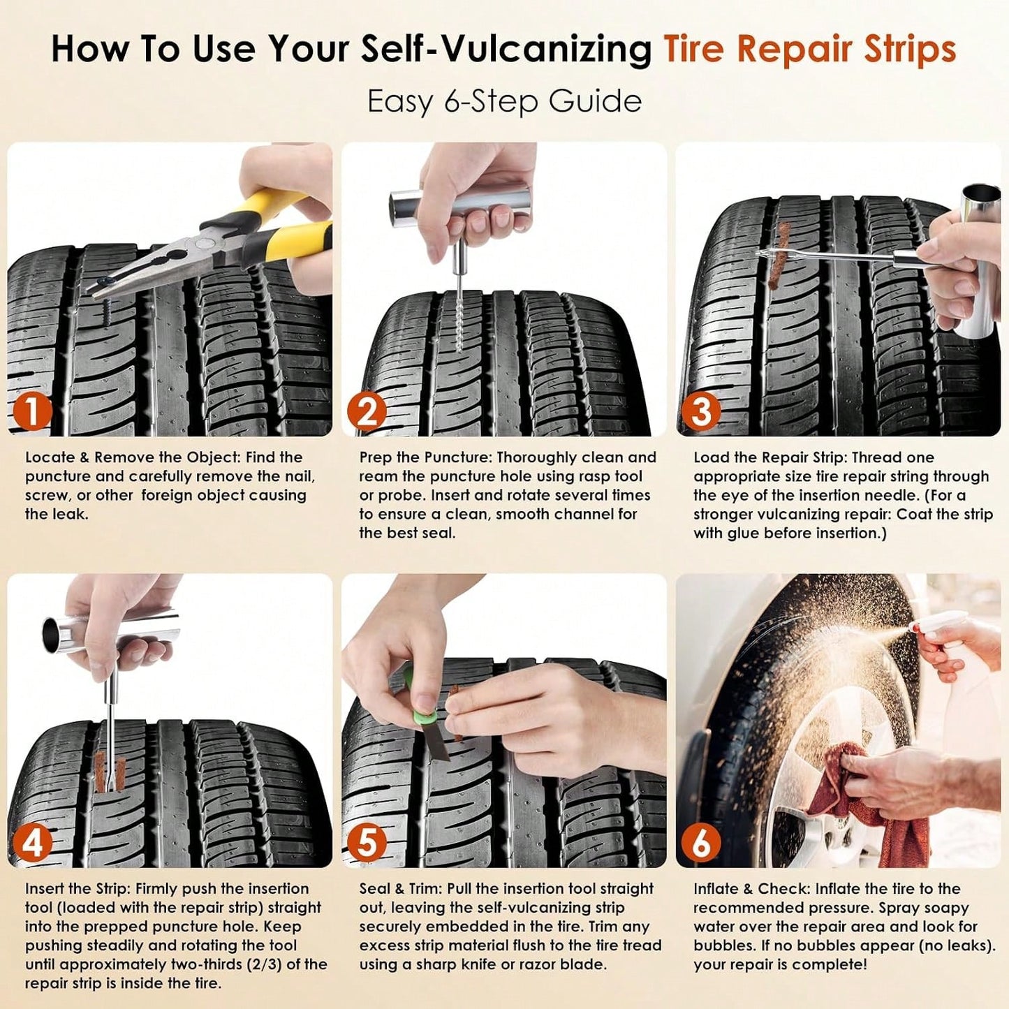 Tire Plugs, Vulcanizing Tire Patches Fix A Flat Tire, Standard Heavy Duty Tire Plug, Repair Tubeless Off-Road Tires For Car, RV, SUV, Truck