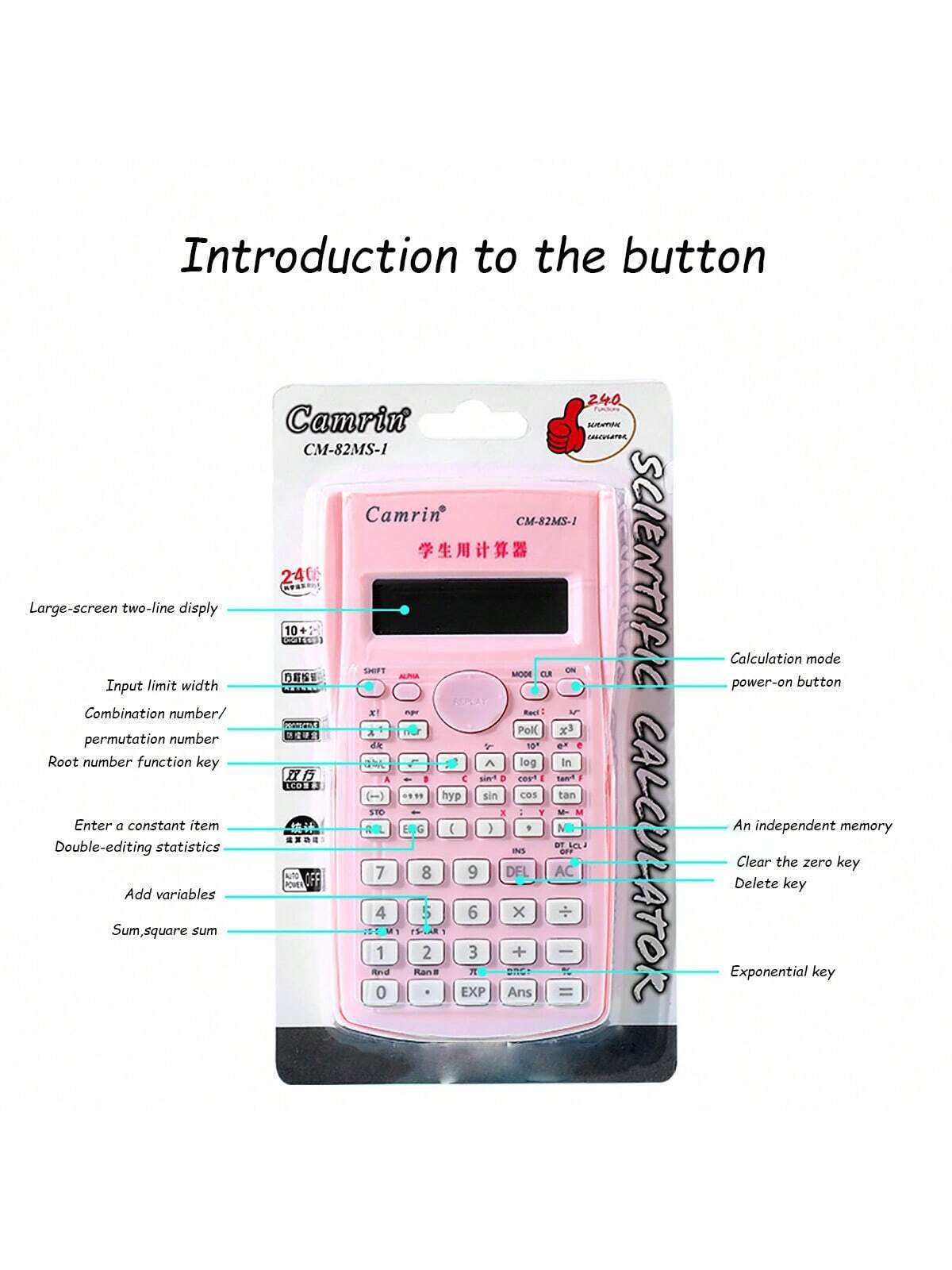 tonxiyuemu 1pc Color Function Calculator, Multi-Function Student Exam Scientific Calculator, Dual-Line Display Exam Calculator (Battery Not Included) 15.5cm*8cm