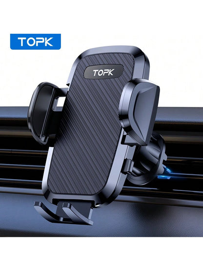 TOPK Air Vent Car Mount, [ Big Phones & Thick Case Friendly ] Cell Phone Holder For Car Hands Free Clamp Cradle Vehicle Compatible With All Phones