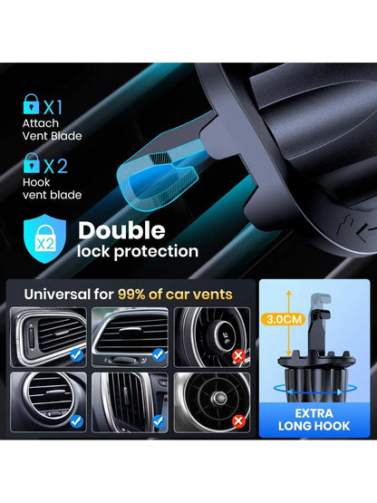 TOPK Air Vent Car Mount, [ Big Phones & Thick Case Friendly ] Cell Phone Holder For Car Hands Free Clamp Cradle Vehicle Compatible With All Phones
