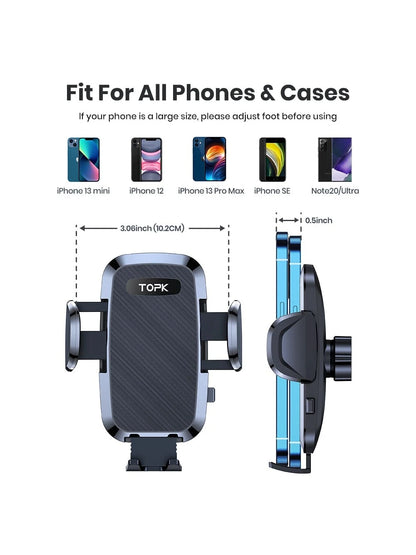 TOPK Air Vent Car Mount, [ Big Phones & Thick Case Friendly ] Cell Phone Holder For Car Hands Free Clamp Cradle Vehicle Compatible With All Phones