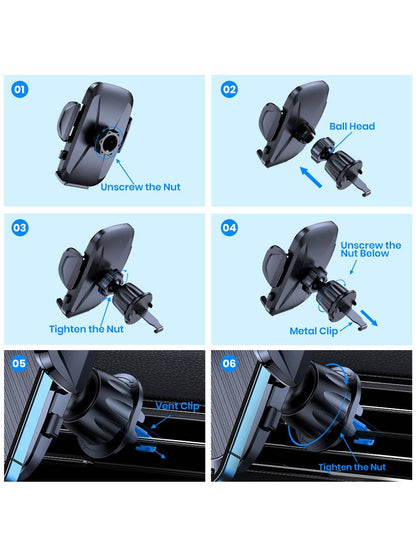 TOPK Air Vent Car Mount, [ Big Phones & Thick Case Friendly ] Cell Phone Holder For Car Hands Free Clamp Cradle Vehicle Compatible With All Phones
