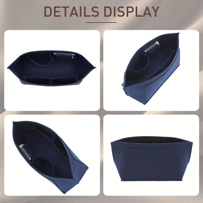 Tote Bag Felt Inner Lining Organizer Pouch, Multi-Pocket Zipper Handbag Insert