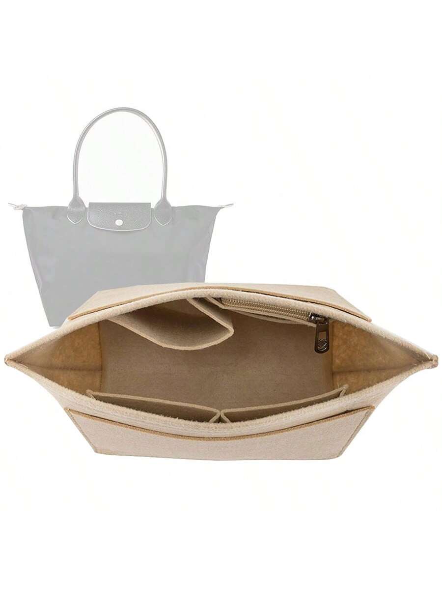 Tote Bag Felt Inner Lining Organizer Pouch, Multi-Pocket Zipper Handbag Insert