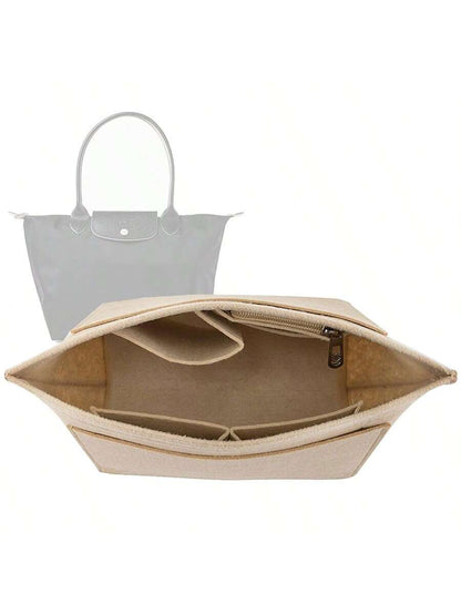 Tote Bag Felt Inner Lining Organizer Pouch, Multi-Pocket Zipper Handbag Insert
