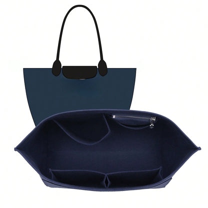 Tote Bag Felt Inner Lining Organizer Pouch, Multi-Pocket Zipper Handbag Insert