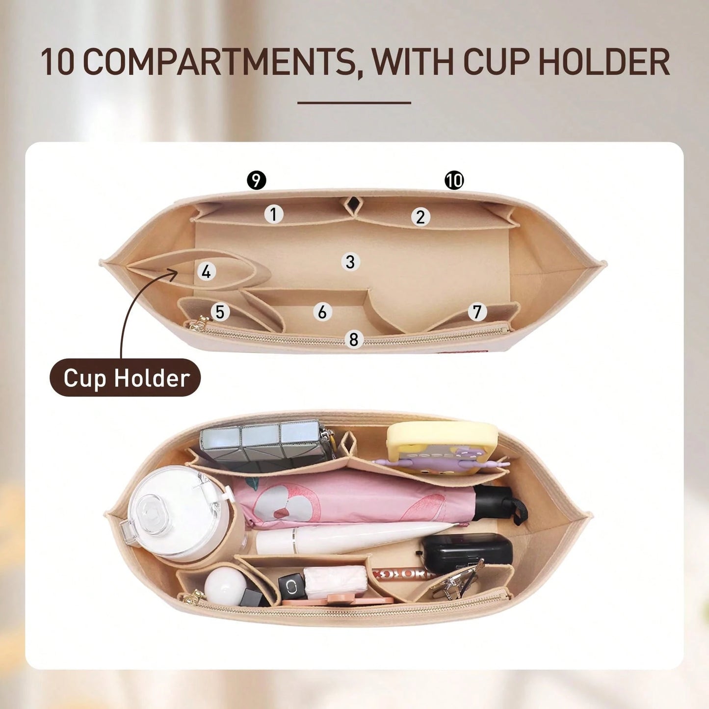 Tote Bag Organizer Insert, Felt Bag Organizer Insert Compatible With Large, MM, City 33, G.Oyard PM And More, Purse Insert For Bags