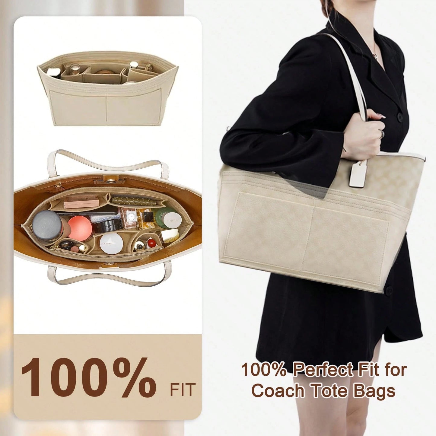 Tote Bag Organizer Insert, Felt Bag Organizer Insert Compatible With Large, MM, City 33, G.Oyard PM And More, Purse Insert For Bags