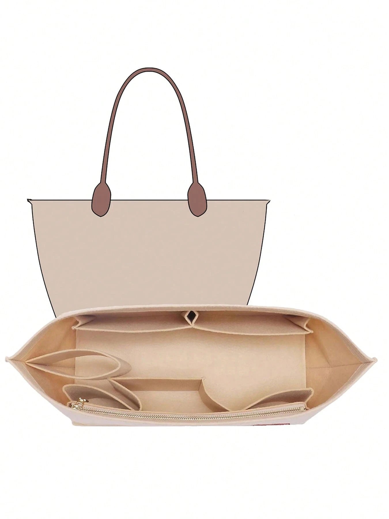 Tote Bag Organizer Insert, Felt Bag Organizer Insert Compatible With Large, MM, City 33, G.Oyard PM And More, Purse Insert For Bags