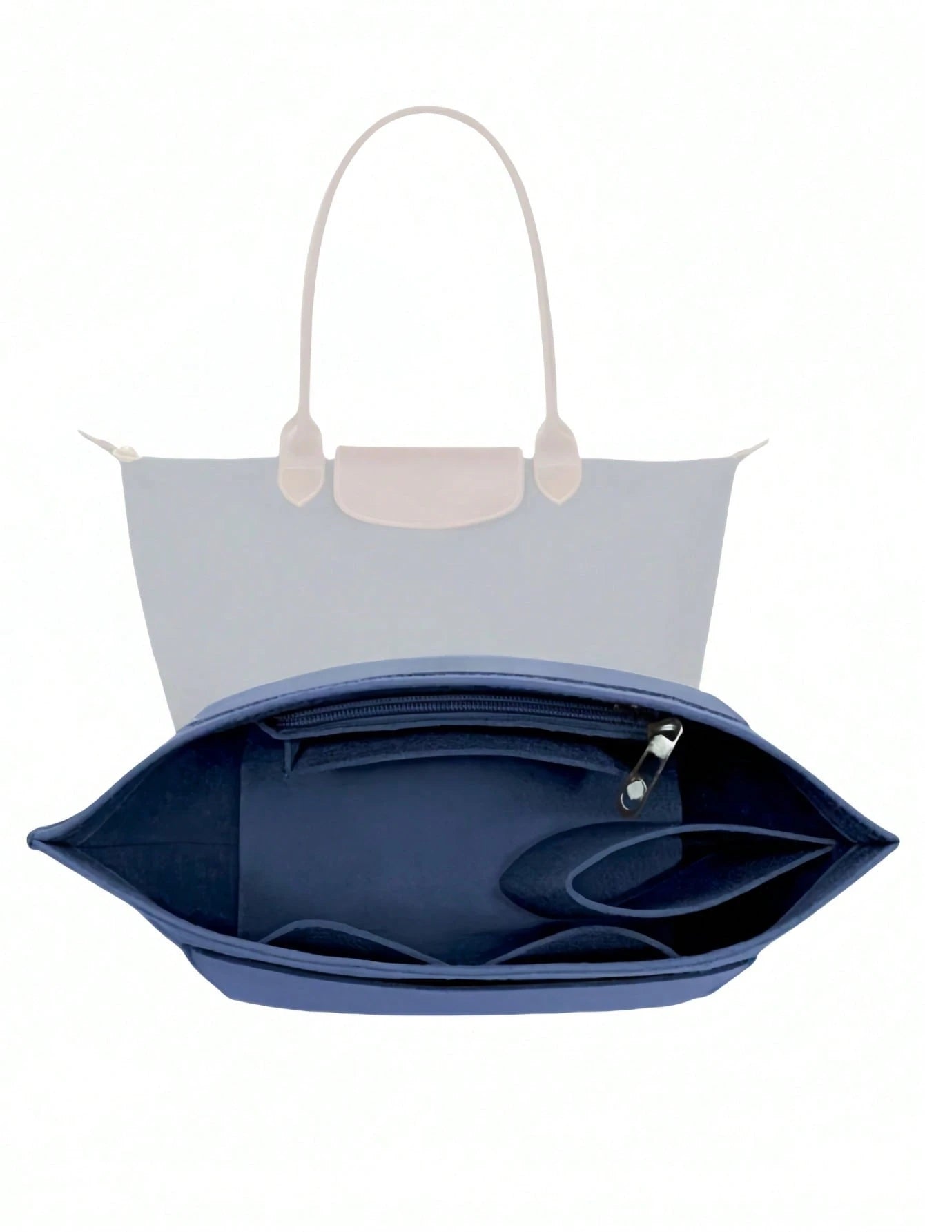 Tote Bag Organizer Insert, Felt Handbag Organizer With Multiple Pockets, Zipper Pouch, Bag In Bag